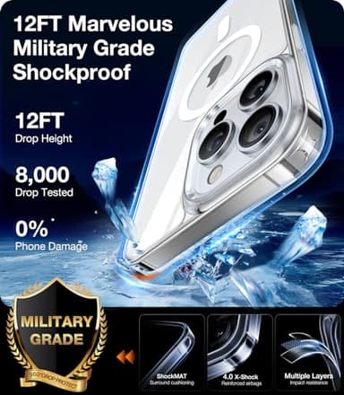 TORRAS Magnetic Clear for iPhone 14 Pro Case, Compatible with MagSafe, Never Yellow, 12 FT Military Grade Drop Tested, Protective Slim Thin Case for iPhone 14 Pro Phone Case, Clear Back/Clear Edge - Image 5