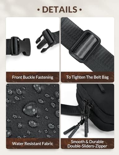 BALEAF Belt Bag Women Fanny Packs Crossbody Fashion Waist Pack Water Resistant Adjustable Strap 2L Black - Image 5