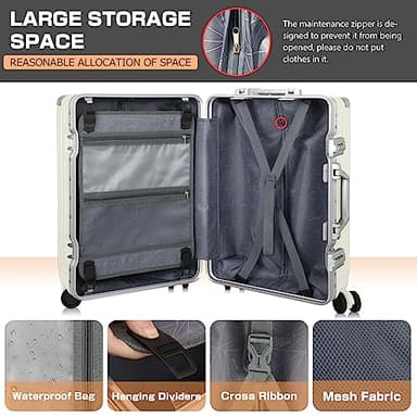 AnyZip Luggage PC+ABS Aluminum Frame Zipperless Checked Luggage Hard Shell Suitcase with TSA Lock Double Spinner Wheels 28 Inch White - Image 6