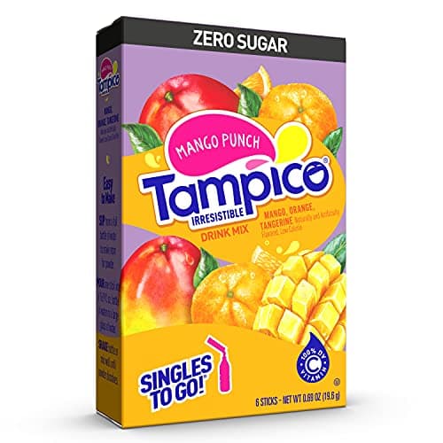 Tampico Singles To Go Drink Mix Packets, Mango Punch, Zero Sugar, Low Calorie, 100% DV of Vitamin C per Serving, Convenient, On-The-Go Water Enhancers, 6 sticks, Pack of 1 - Image 1