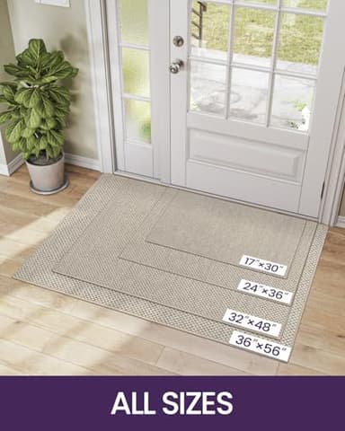 DEXI Door Mat Inside Entrance 24x36, Ultra Non Slip Rubber Backed Dirt Trapper, Low Profile Thin Welcome Doormat, Absorbent Easy Clean Entry Mats for Entryway, Patio, Beige - Image 3