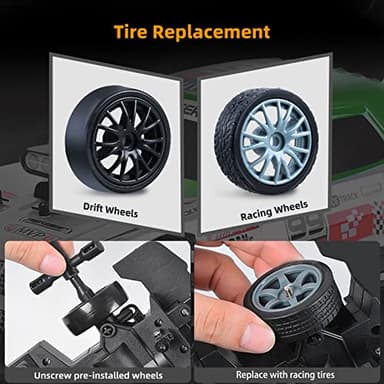 Sakeye RC Drift Car 2.4GHz 1:16 Scale 4WD High Speed Remote Control Cars Vehicle with LED Lights Two Batteries and Drifting Tires Racing Sport Toy Cars for Adults Boys Girls Kids - Image 4