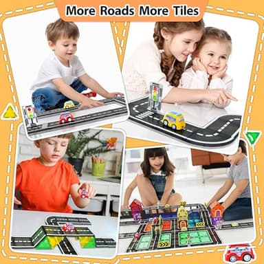 Drofex 42pcs Magnetic Tiles Road, Magnetic Building Blocks City Construction Toys for 3+Year Old Boys Girls, Kids Montessori Toys for Toddler, STEM Learning Gifts - Image 4