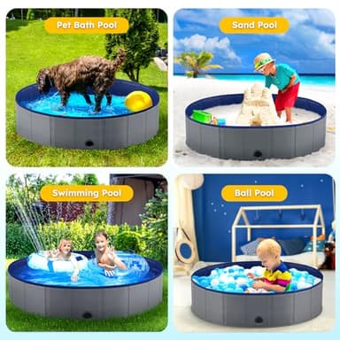 Niubya Portable Dog Pool, Foldable Pet Swimming Pool, Anti-Slip Collapsible Pet Bathtub, Hard Plastic Bath Pool for Pets Dogs and Cats, 97 x 16 Inches - Image 6