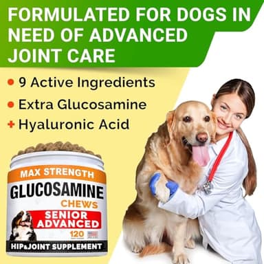 Senior Advanced Glucosamine Chondroitin Joint Supplement for Dogs - Hip & Joint Pain Relief Pills - Large & Small Breed - Hip Joint Chews Canine Joint Health - Chews Older Dogs - Bacon Flavor-120Ct - Image 6