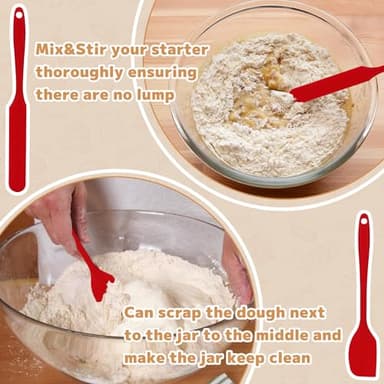 Xileanalee Pro Sourdough Starter Jar Kit 2 Packs-35 Oz Sourdough Bread Starter Jar Kit with Date Marked Feeding Band,Thermometer,Spatula,Cloth Cover& Lid for Sour Dough Bread Loaf (2 Pcs) - Image 3