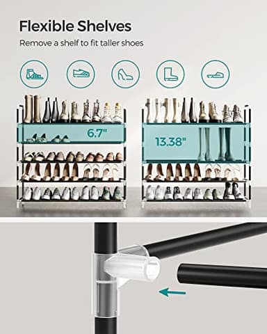SONGMICS 5-Tier Shoe Rack, Shoe Storage for Hallway Closet, Slim and Space-Saving, Metal Frame, Non-Woven Fabric Shelves, Black ULSH55H - Image 9