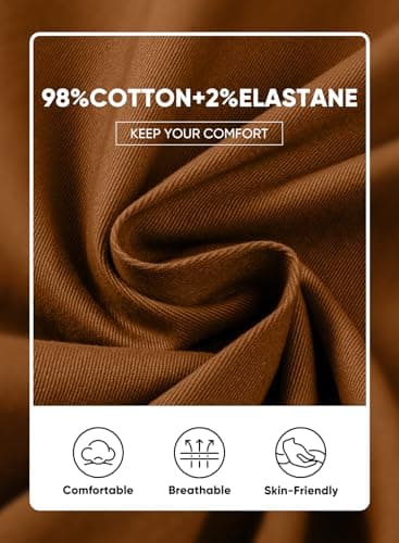 JMIERR Men's Stretch Chino Pants Business Casual Essentials Elastic Waist Classic Fit Tapered Cotton Twill Work Athletic Golf Dress Trousers, M, Camel Brown - Image 9