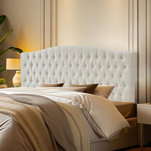 Furpopup Linen Upholstered Headboard King/Cal King Size Latest Model Wall Mount, Bed Frame Mount, Featuring High-Density Sponge Padding, Luxury Texture Easy Assembly Comfort and Style-Ivory - Image 1