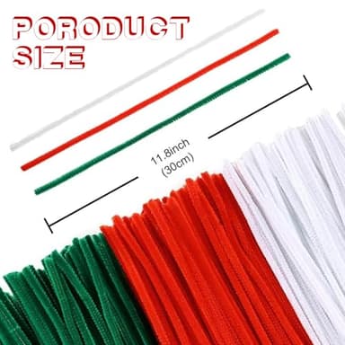 AHAMETON 300pcs Christmas Pipe Cleaners for Christmas DIY, Green/Red/White 3 Colors Chenille Stems, Bulk Pipe Cleaners Set for DIY Art Craft Supplies, Creative Xmas Home Decorations (7mm x12 inch) - Image 4
