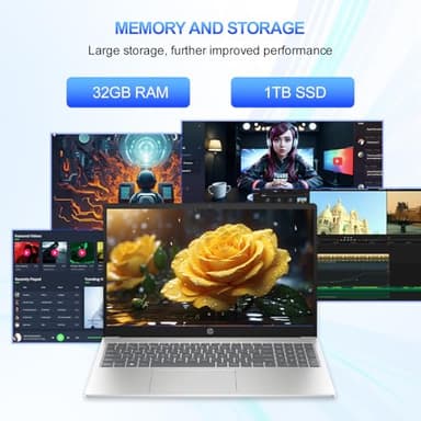 HP 15.6" Touchscreen Laptop Computer, Intel i3-1215U(Up to 4.4GHz), Intel UHD Graphics, 32 GB RAM, 1 TB SSD, Long Battery Life, Wi-Fi 6E, Copilot, Windows 11 Pro & Office Pro Lifetime License - Image 4