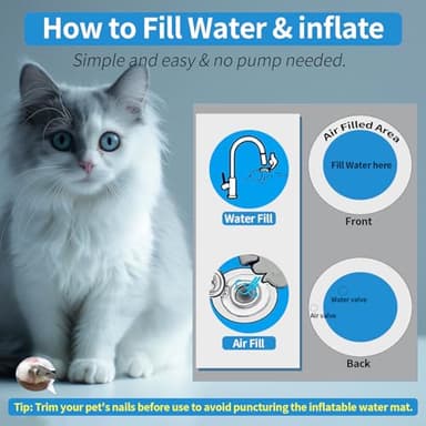 wuboiry Cat Cooling Pad, Portable Water-Filled for Dogs and Cats, Easy to Clean, Suitable for All Types of Pets, Keep Your Pets Cool in The Summer (Ocean Blue) (One Size) - Image 3