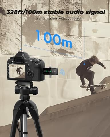 BAILIXIN 3-in-1 Mini Microphone for iPhone, Android, Camera - 328ft Long Range, 20H Battery Life, Wireless Microphones, Lapel Mic with AI Noise Reduction for Video Recording, YouTube, TikTok - Image 3