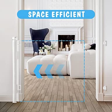 Cumbor 2 Pack Safety Gate Retractable Gates for Stairs, Mesh Dog Gate for The House, Wide Pet Gate 33" Tall, Extends to 55" Wide, Long Gates for Doorways, Hallways, Indoor/Outdoor(White) - Image 4