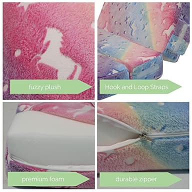 MeMoreCool Glow Rainbow Unicorn Tri-fold Sofa Bed for Kids, Foldable Futon Mattress, Chair, and Floor Couch for Playroom - Image 9