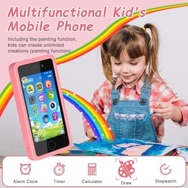 3.97" Touchscreen Kids Toys Smart Phone, Kids Phone with Games & Dual Camera, Toddler Toys Phone, Boys and Girls Learning Toy Phone for 3-9 Years Old (Pink) - Image 4