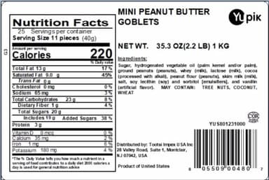 Yupik Mini Peanut Butter Cups, 2.2 lb (35.2 oz), Kosher, Milk Chocolate Goblets, Peanut Butter Filling, Smooth & Creamy, Delicious Snacks, Ideal for Baking, Topping & Gifting - Image 2