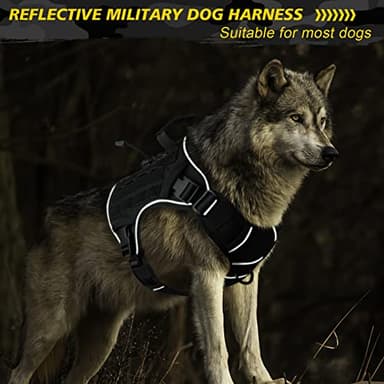 WINGOIN Black Tactical Dog Harness for Large Dogs, Heavy Duty No Pull Dog Harness with Handle, Adjustable Reflective Military K9 German Shepherd Big Size Dog Vest for Walking, Training, Hunting (L) - Image 2