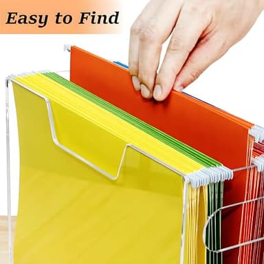 Aphbrada Acrylic Hanging File Folder Organizer Box, Clear File Storage Organizer Desktop Filing Box with Handles for Letter Size/A4, Portable Folder Holder for Office, Home, School - Image 4