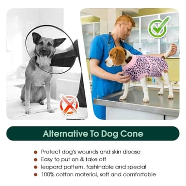 Kuoser Dog Recovery Suit Female, Soft Puppy Surgery Suit, Dog Recovery Suit After Surgery, Post-Op Onesie for Female & Male Dogs, Soft Protective Wear, PinkLeopard S - Image 6