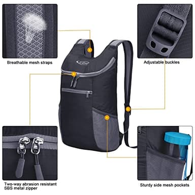 G4Free Lightweight Packable Hiking Backpack for Men Women Small Hiking Daypacks Foldable Shoulder Pack Casual Outdoor Bag 11L - Image 3