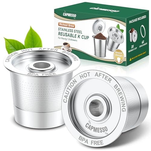 CAPMESSO Reusable K Cups Coffee Pods for Keurig 1.0: Stainless Steel Refillable K Cup - Reusable Coffee Filter for Keurig 1.0 Coffee Maker, Permanent, Eco-Friendly, Innovative Design(2 Pack) - Image 1
