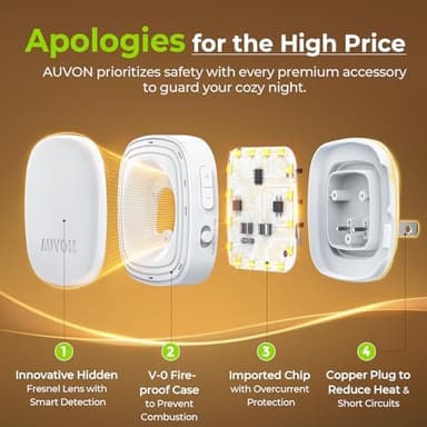 AUVON Plug-in LED Backlit Night Light with Motion Sensor & Dusk to Dawn Sensor, Dimmable Warm White Nightlight with 1-50 lm Adjustable Brightness for Bedroom, Bathroom, Stairs, Hallway (4 Pack - Image 5