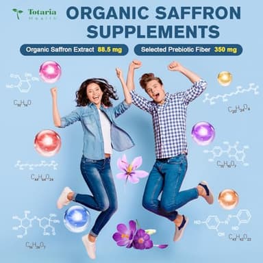 Organic Happy Saffron Supplements - 100% Organic Saffron Extract 88.5mg per Serving with Crocins, Safranal & Safromotivines for Better Mood, Energy, Eyes, Immunity, Blood, Men & Women, 60 Vegan Caps - Image 3