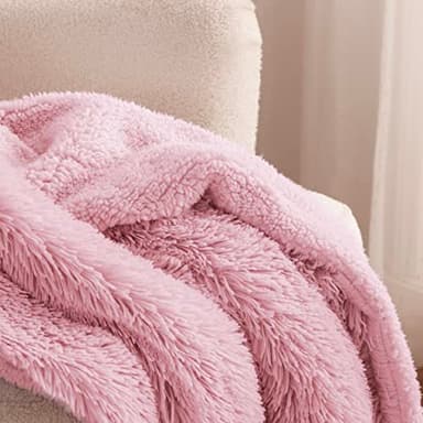 Bedsure GentleSoft Fuzzy Sherpa Faux Fur Twin Blanket Pink Cozy Gifts for Women Men, Soft Fleece Plush Warm Minky Thick Blanket Twin Size for Bed, Couch, Room Dorm Essentials Pink Decor Gifts, 60x80 - Image 3