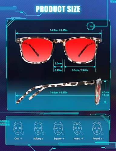 TIJN Sleep Glasses for 99.9% Blue Green Light Blocking Dual AR Coatings Red Lens for Computer Gaming Reduce Eyestrain,Declan - Image 7