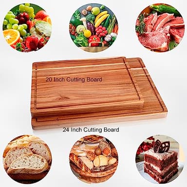 GAOMON 24 x 18 In Acacia Cutting Boardfor Kitchen, XXL Extra Large Charcuterie Cheese Platter Serving Tray, Food Prep and Serving Boards, Chopping Boards for Meal Vegetables and Cheese - Image 4