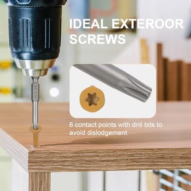 Bobibbi Wood Screws #10 x 5’’, T25 Star Torx Drive Flat Head Deck Screws, Tan, 42Pcs (1lb) - Image 4