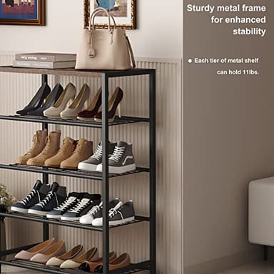 HOMEFORT 5-Tier Shoe Rack, Shoe Storage Shelf with MDF Top Board, Shoe Rack Organizer, Each Tier Fits 3 Pairs, Entryway Shoe Stand with Sturdy Shelves, Rustic Brown - Image 6