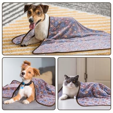 Dono 1 Pack 3 Dog Blankets for Small Dogs, Soft Fluffy Paw Print Pattern Fleece Pet Blanket Warm Sleep Mat, Puppy Kitten Blanket Doggy Mat for Dog Cat Kitten Doggy (40 * 30") - Image 7