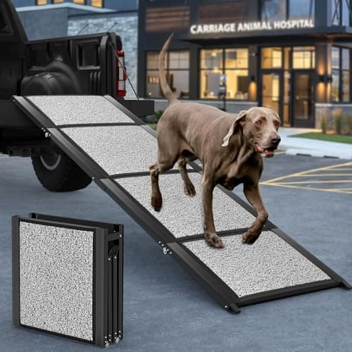 67''L & 20''W Portable Dog Ramp for Car - Extra Wide Pet Ramp Dog Ramps for Medium&Large Dogs with Non-Slip Rug Surface, Lightweight Dog Steps Stair Up to 250LBS, Get Into a Car SUV/Truck/RV/High Bed - Image 1