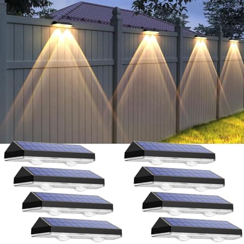 LIANGLOME Solar Fence Lights Outdoor - 2700/4000/6000K 3 Mode, Waterproof LED, Fence Light Solar Powered for Outside, Backyard/Railing/Step/Patio/Wall and Home Improvement(8 Pack) - Image 1