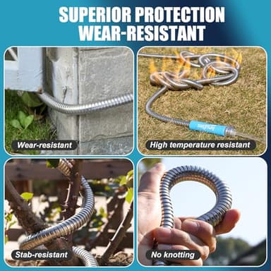 Metal Garden Hose 50ft Upgraded Kink Free and Rust Resistant Design, Stainless Steel Garden Hose With Solid Fitting and 8-Function Nozzle, Durable and Lightweight Outdoor Hose, Easy To Store - Image 6
