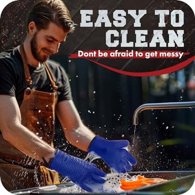 KITCHEN PERFECTION Silicone Smoker Oven Gloves -Extreme Heat Resistant Bbq Gloves -Handle Hot Food Right on Your Smoker Grill Fryer Pit|Waterproof Oven Mitts Grill Gloves |Superior Value Set+3 Bonuses - Image 6