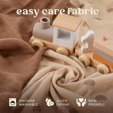 Muslin Swaddle Blankets - 4 Pack | Muslin Baby Blanket for Newborn Boy/Girl | Soft&Breathable Receiving Blankets | Newborn Swaddle Blanket (47" x 47")| Baby Essentials,Registry & Gift- Desert Dreams - Image 4