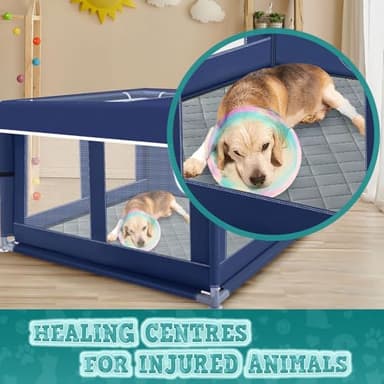 XVISHX 42x42 Inches Puppy Playpen with Cover&Dog Pads, Dog Playpen for Puppies or Small Dogs, Pet Playpen for Indoor & Outdoor, Sturdy Safety Dog Pen with Thickened Fabric - Image 4