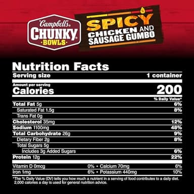 Campbell's Chunky Soup, Spicy Chicken & Sausage Gumbo Soup, 15.25 oz Microwavable Bowl (Case of 8) - Image 2