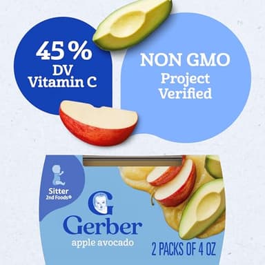 Gerber 2nd Foods, Apple Avocado Pureed Baby Food, 4 Ounce Tubs, 2 Count (Pack of 8) - Image 4
