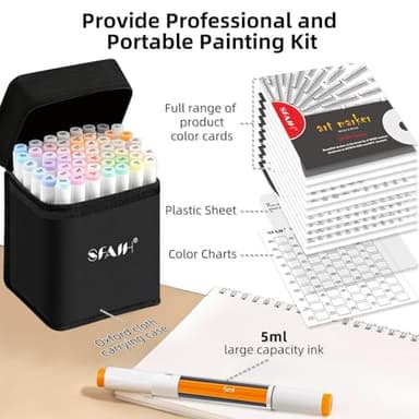 SFAIH Pastel Alcohol Markers Brush Tip - 51 Colors Double Tipped Art Markers for Artist Adult Coloring Illustration, Gifts for Artist Adult, Dual Tip Brush & Chisel, Colorless Blender, Easy Blending - Image 4