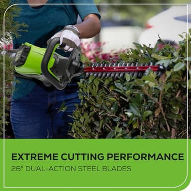 Greenworks 80V Cordless Hedge Trimmer, 26-Inch Brushless Motor, Lightweight Battery-Powered Trimmer with 2.0Ah Battery & 2A Charger Included – Quiet, Eco-Friendly Yard Tool for Professional & Home Use - Image 7