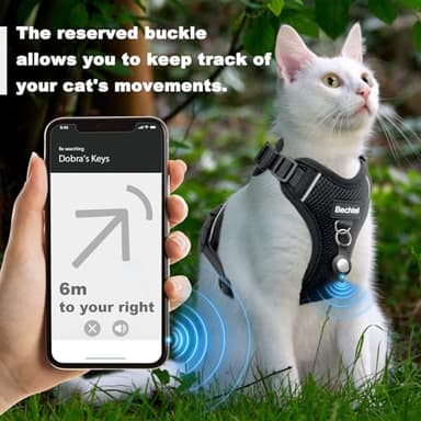 Cat Harness, Cat Harness and Leash for Walking, Adjusted in Four Directions and Breathable Cat Harness for Anti Escape That can be Fitted and Positioned, Reflective Strips Harness, Black, S - Image 5