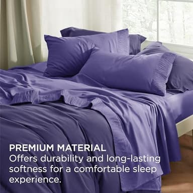 Bedsure Twin Sheets Set - 3 Pieces Soft Twin Bed Sheets - Breathable & Cooling - Hotel Luxury - Easy Care Polyester Microfiber Bedding for Women, Men, Iolite - Image 5