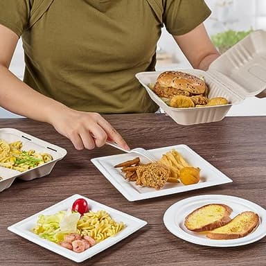 ECOLipak 75 Pack Clamshell Take Out Food Containers, 100% Compostable To Go Containers Disposable, 9X6 inch Heavy-Duty To Go Boxes, Eco-Friendly Biodegradable To Go Containers For Food - Image 6