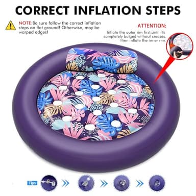 Pool Floats Adult Heavy Duty, OKSUWATER 73" x 73" Inflatable Pool Float Size with Removable Pillow & Grad Handles, Cooling Floaties Bed for Summertime Pool, Water, Lake, Beach, Outdoor Summer Party - Image 8