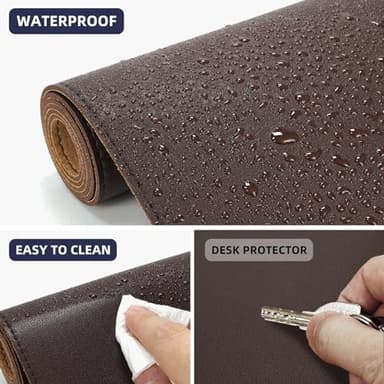 Leather Desk pad Protector, Large Desk mat with Natural Cork & PU Leather,Mouse pad,Non-Slip Office Desk Mat,Waterproof Desk Writing Pad for Office and Home (47in*17in,Coffee) - Image 4