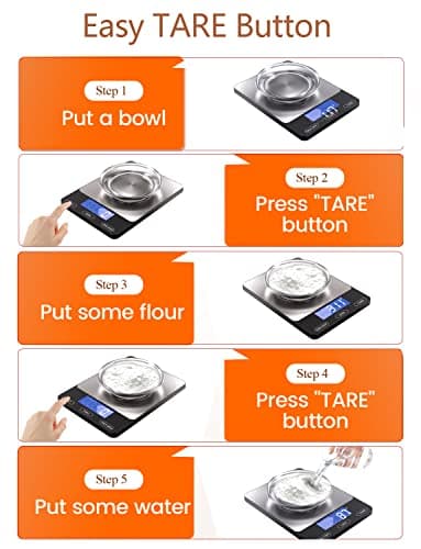 Food Scale -33lb Digital Kitchen Scale for Food Ounces Grams Rechargeable 304 Stainless Steel,Batteries and Type-C Charging | Perfect for Meal Prep, Cooking, and Baking, Black - Image 7